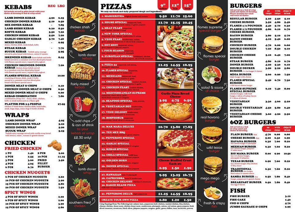 Flames Pizza & Grill меню