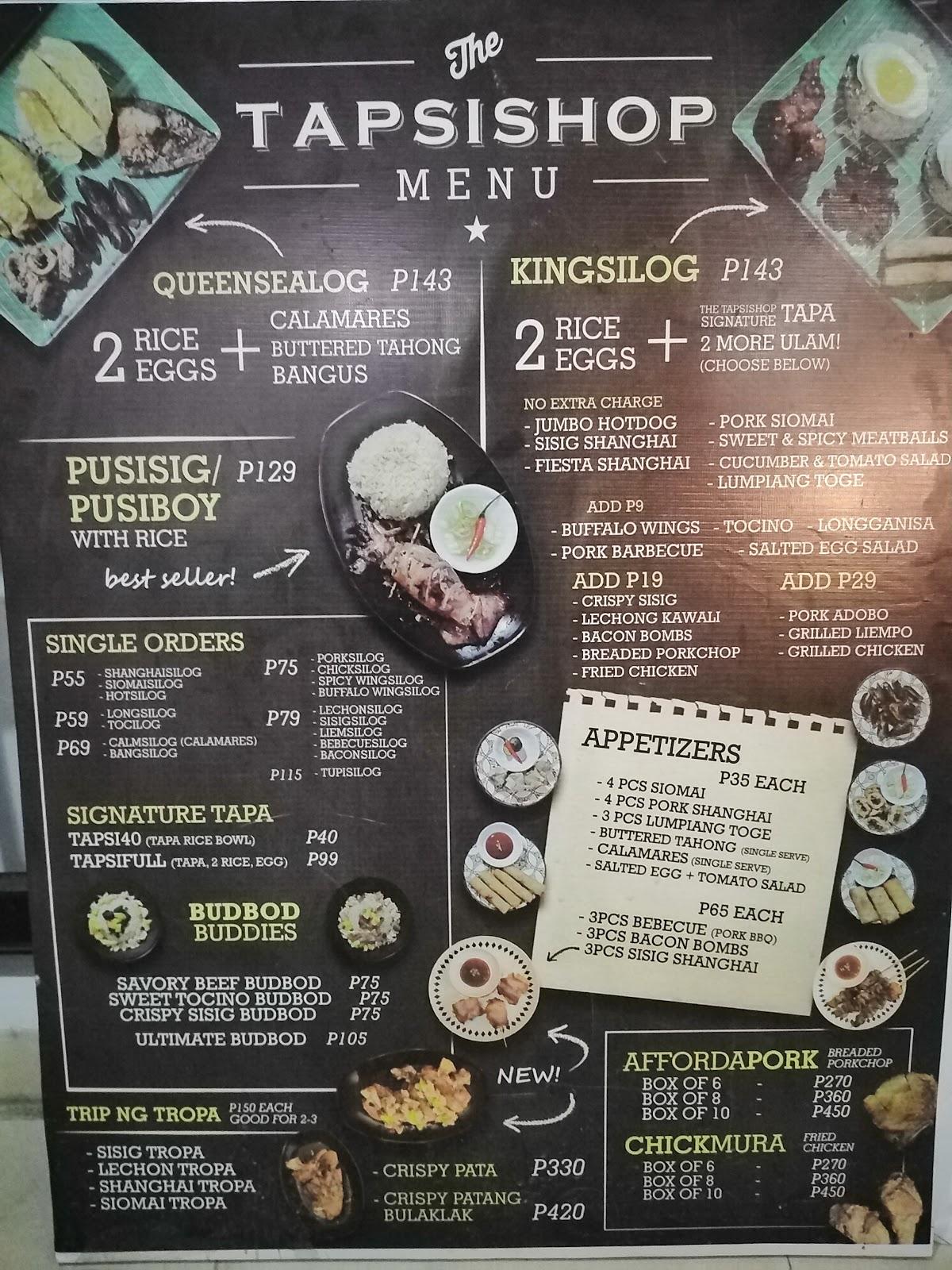 The tapsishop меню