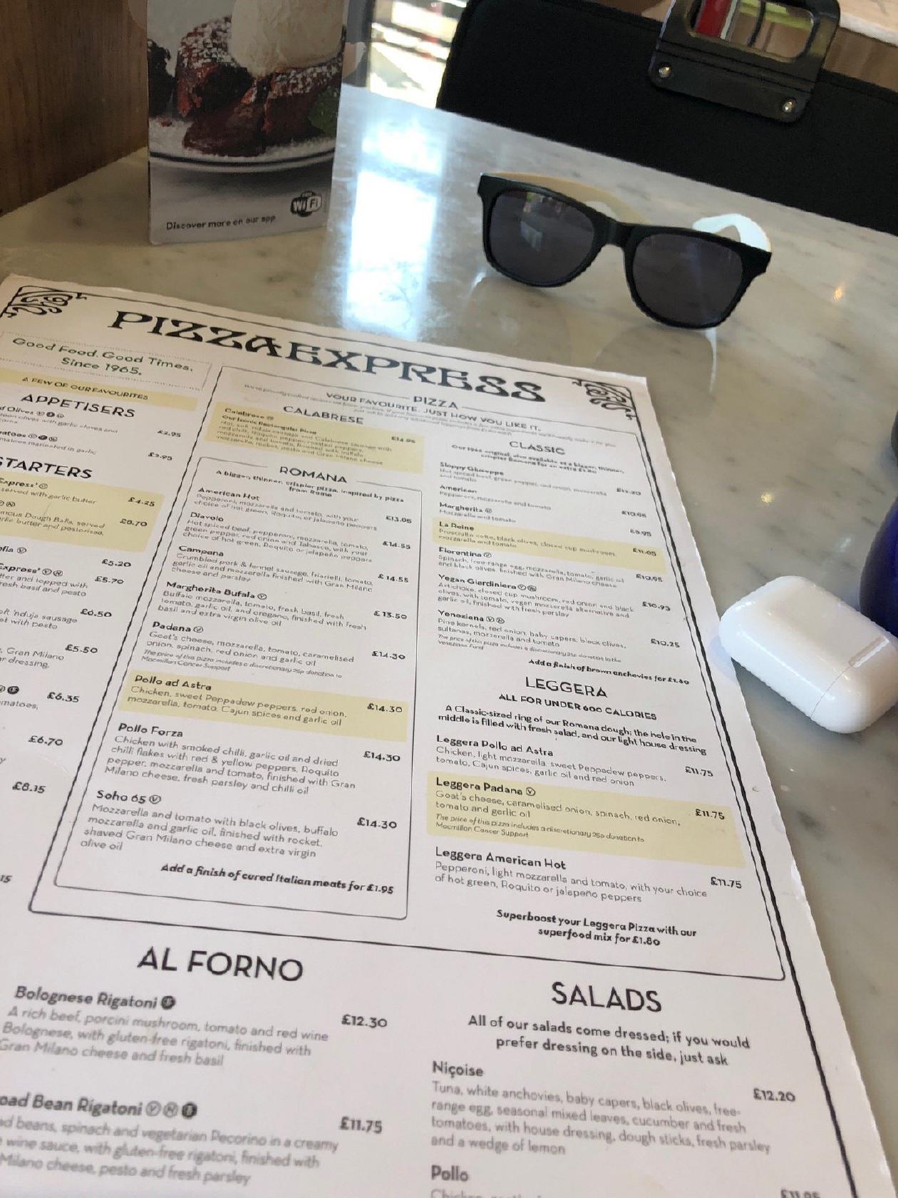 PizzaExpress меню
