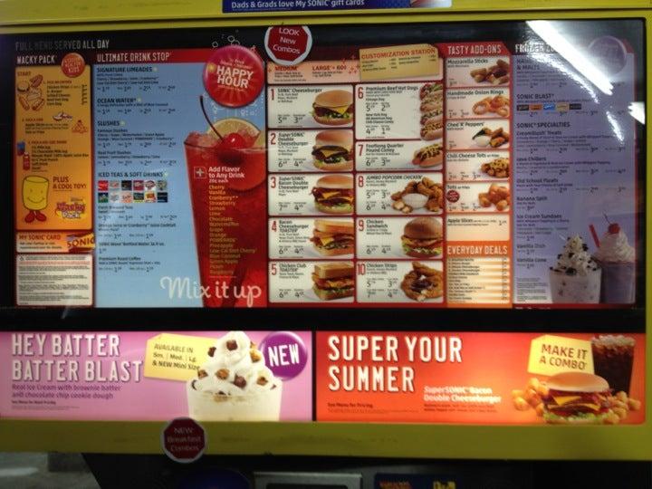 Sonic Drive-In меню