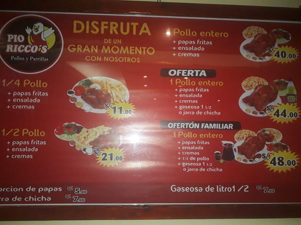 Pollería Pio Riccos меню