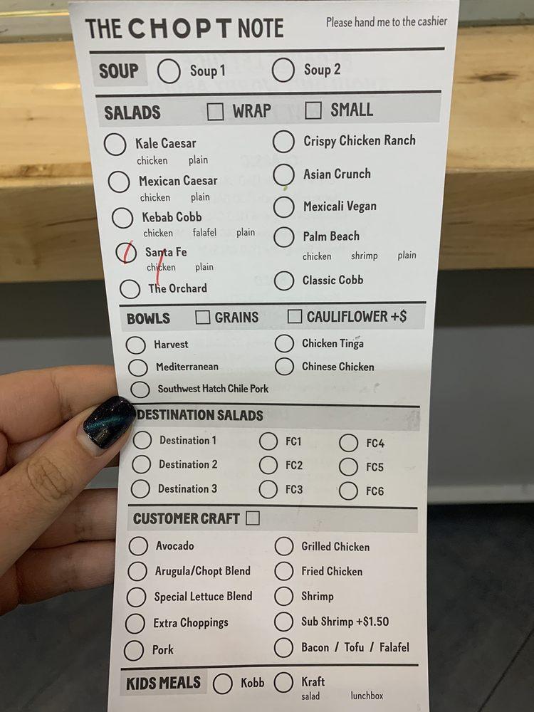 Chopt Creative Salad Co. меню