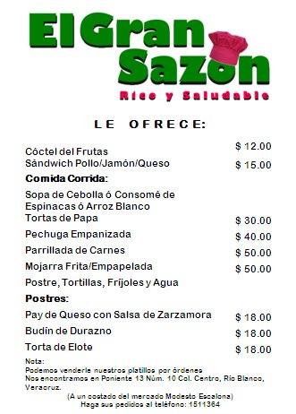 El Gran Sazón меню