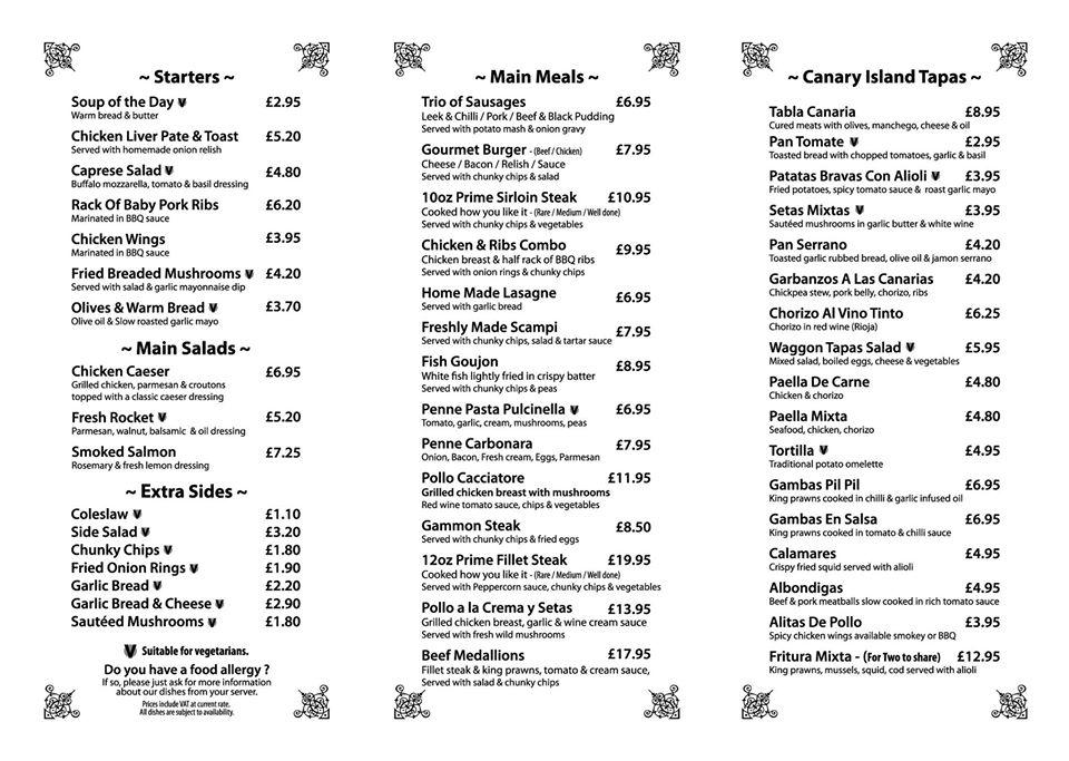 Waggon Inn меню
