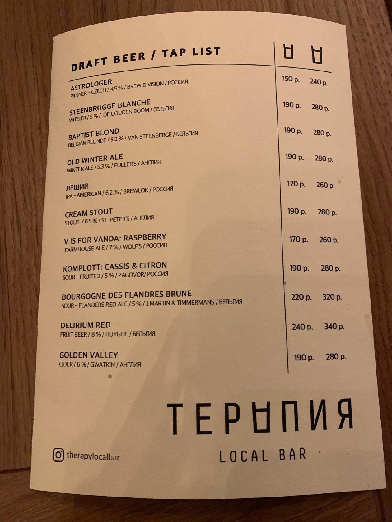 Терапия меню