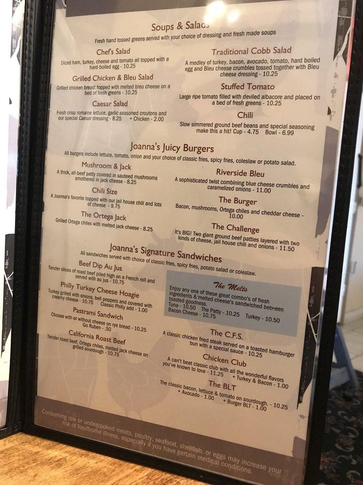 Joanna's Cafe меню