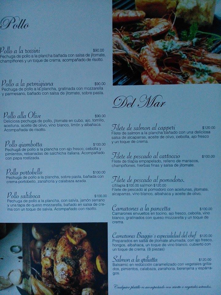 Biaggios Ristorante Italian меню
