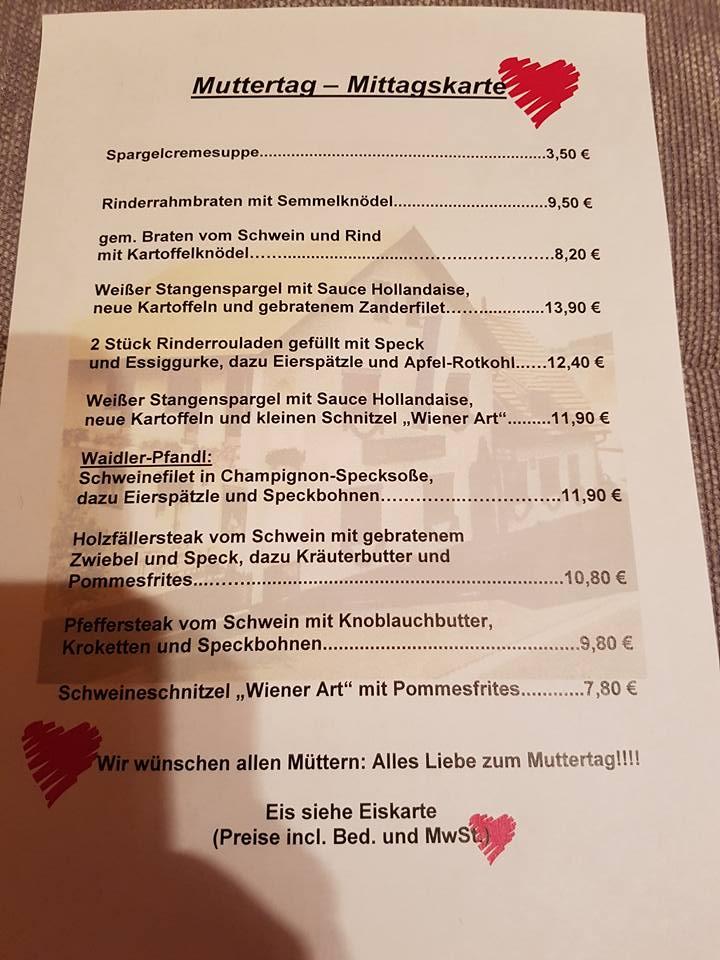 Zum Antoniuswirt Gaststätte Fam. Killermann меню