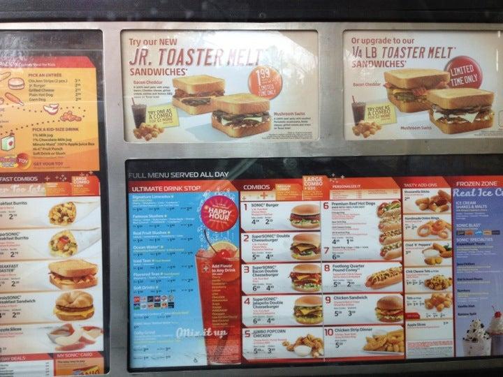 Sonic Drive-In меню