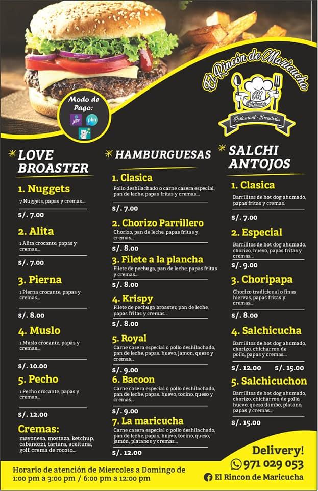 El Rincón de Maricucha меню