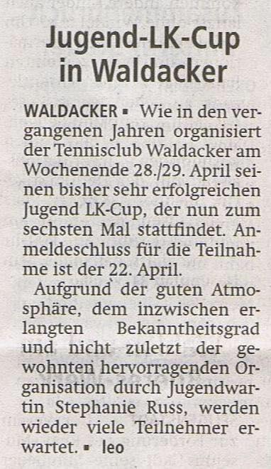 TC Waldacker Rödermark меню