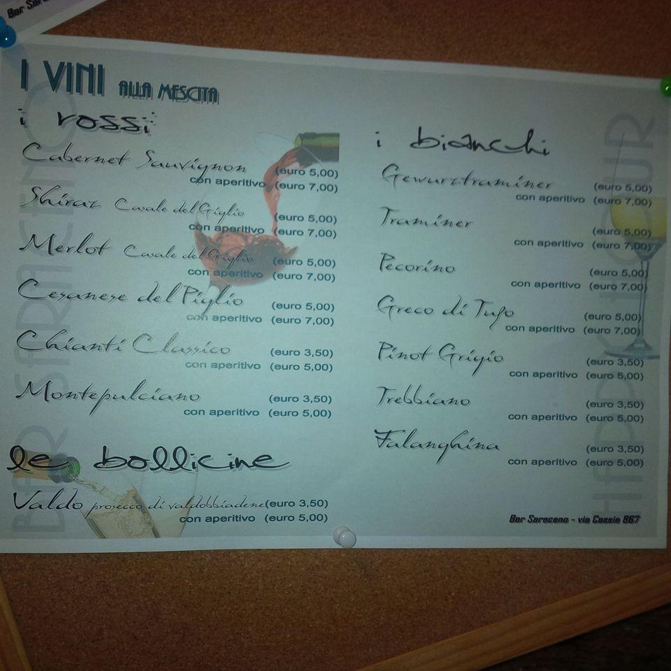 Bar Saraceno меню