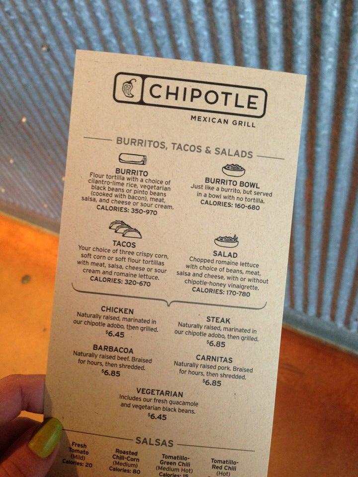 Chipotle Mexican Grill меню