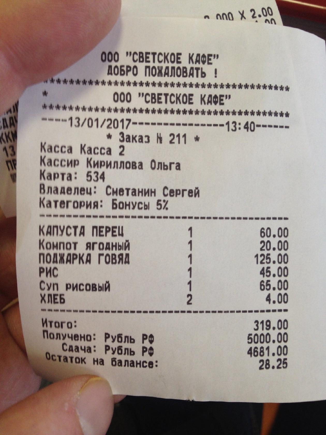 Светское меню