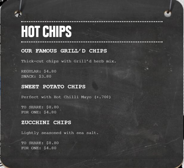 Grill'd Burgers - Rockingham меню