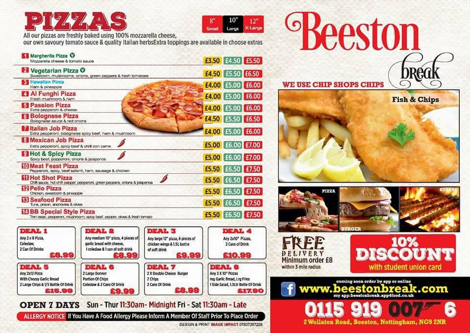 Beeston Break меню