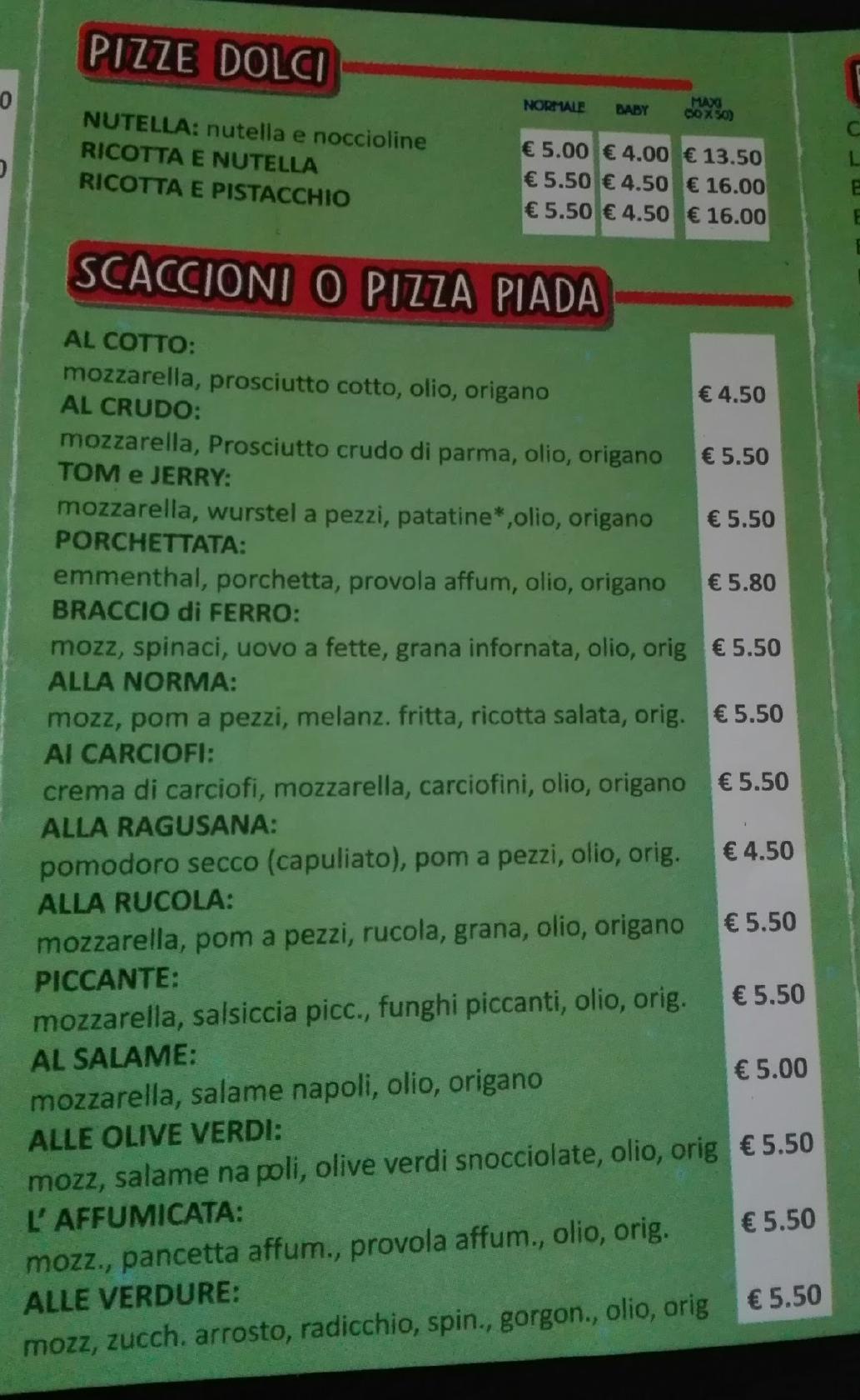 PIZZERIA MASTRO PIZZA RAGUSA меню