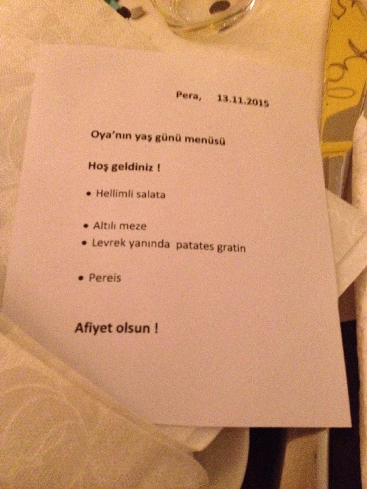 PERA меню