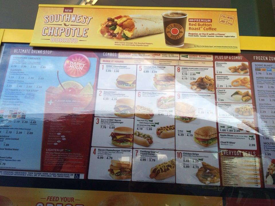 Sonic Drive-In меню