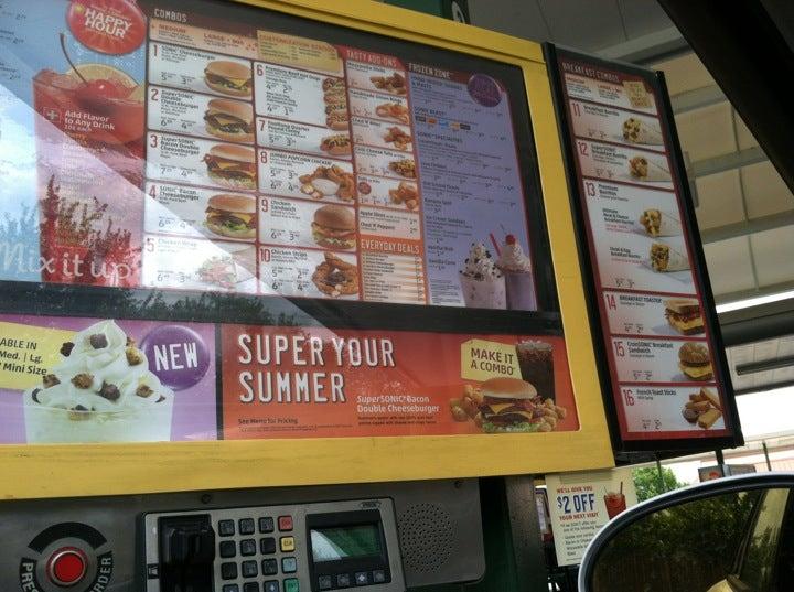 Sonic Drive-In меню