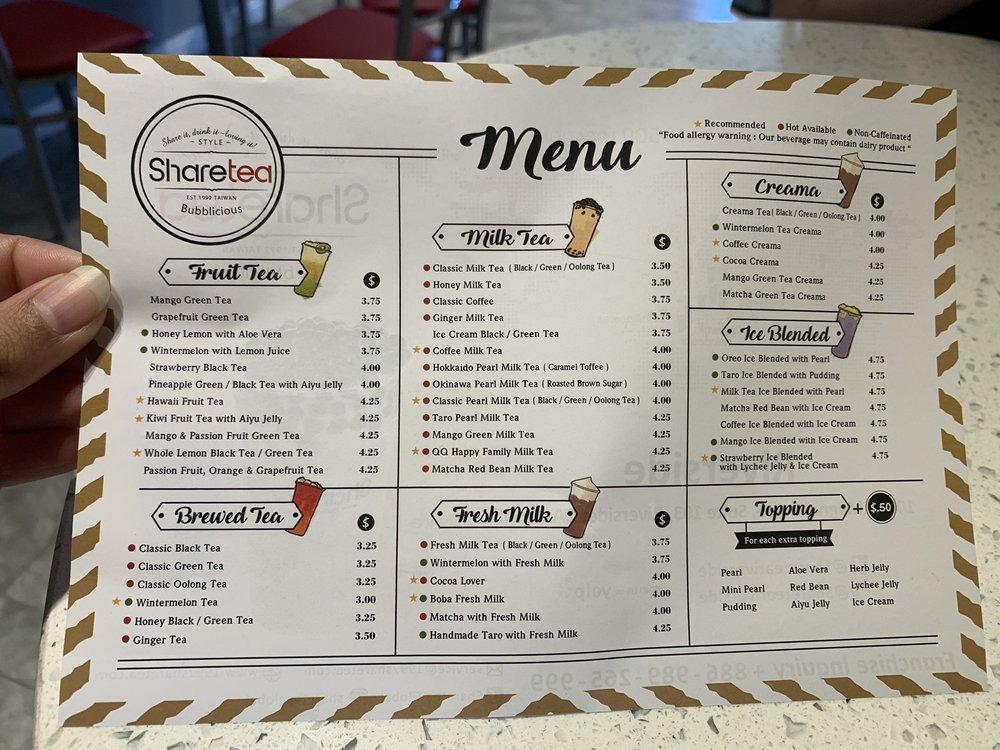 Sharetea меню