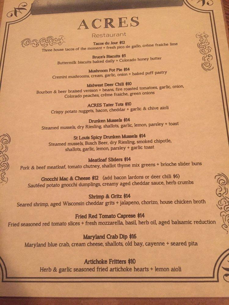 Acres меню