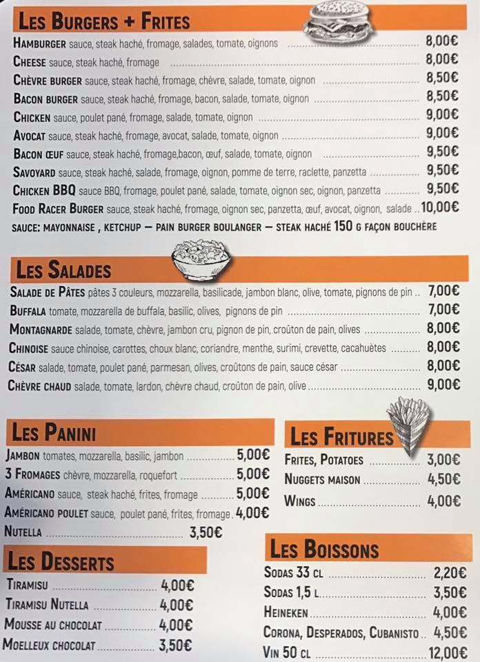 Food Racer Café меню