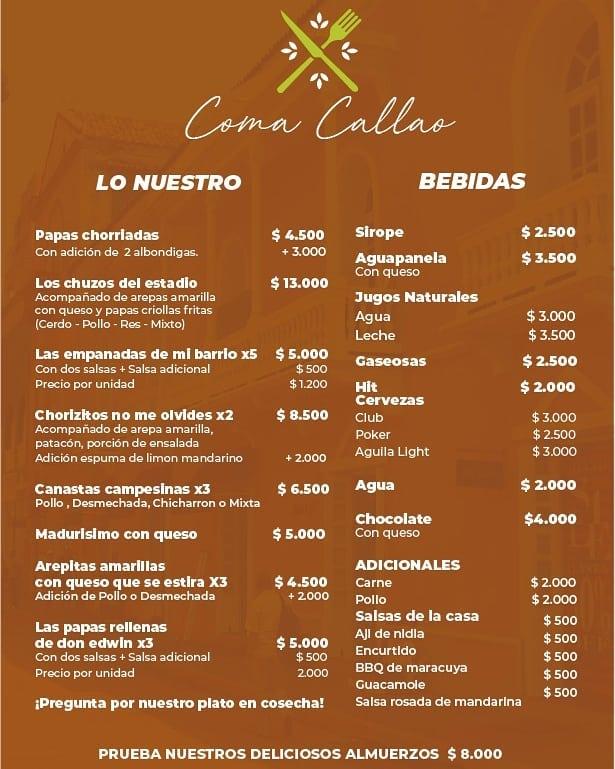 Coma Callao меню