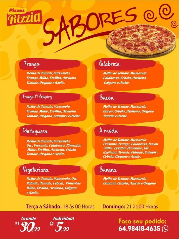 Pizzas Rizzia меню