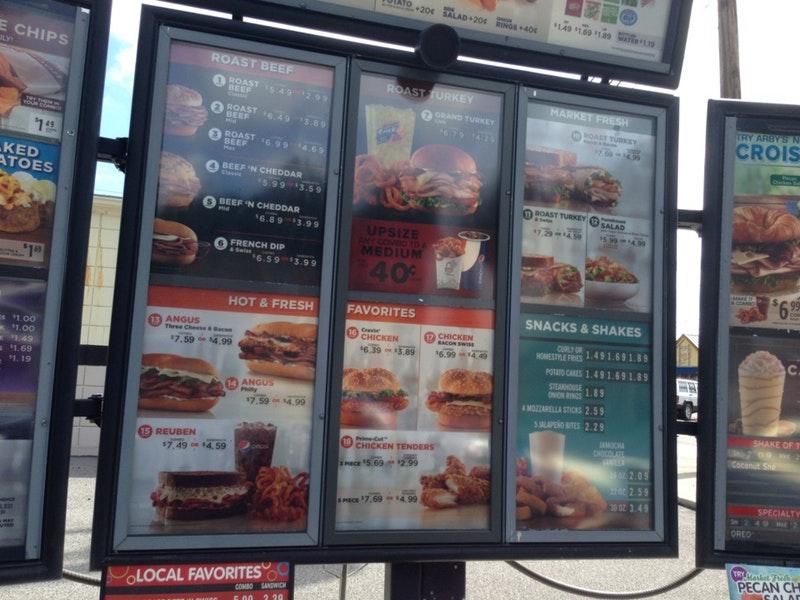 Arby's меню