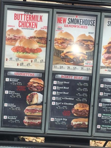 Arby's меню