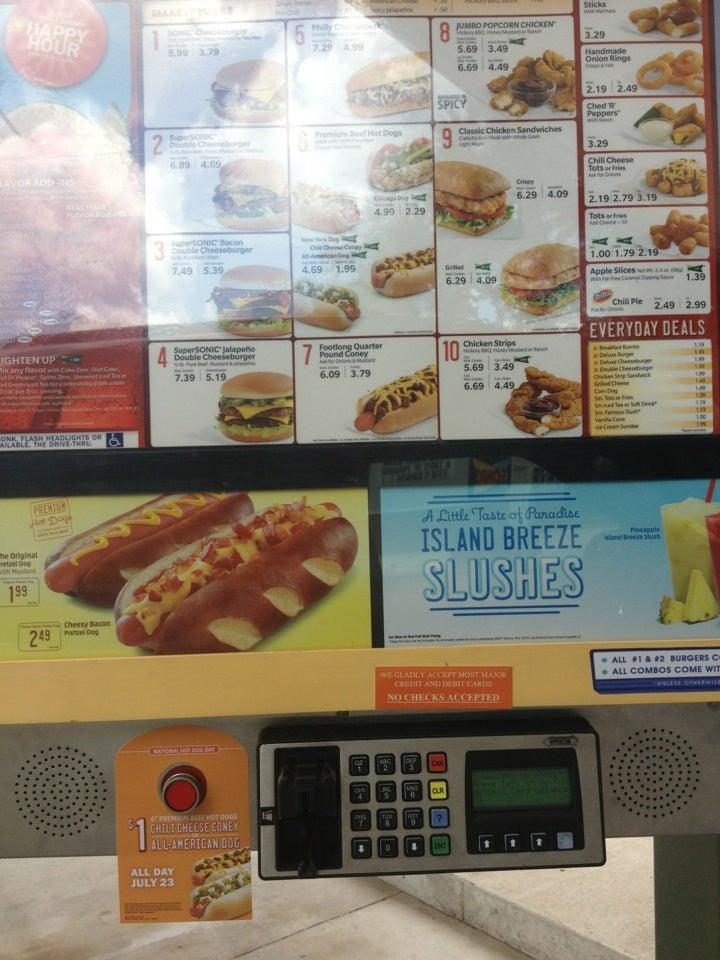 Sonic Drive-In меню