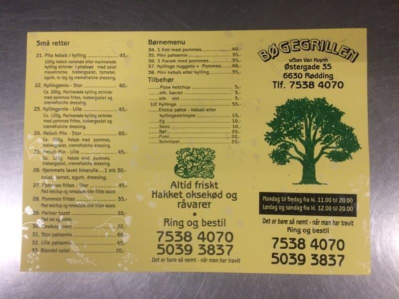Bøgegrillen меню
