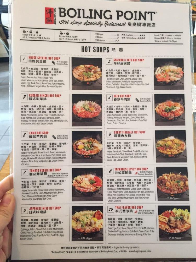 Boiling Point меню