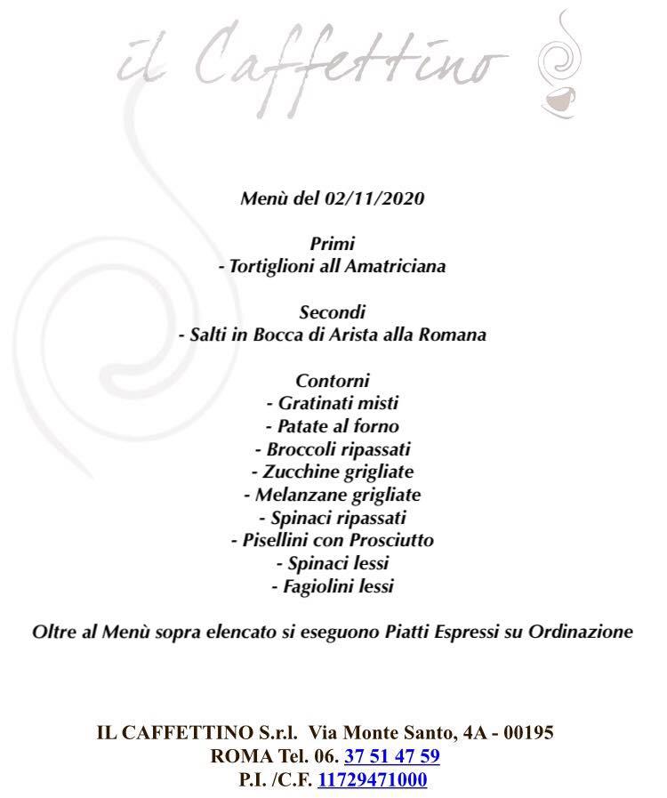 Bar Caffettino меню