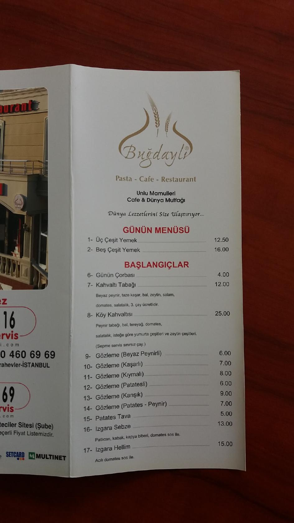 BUĞDAYLI меню