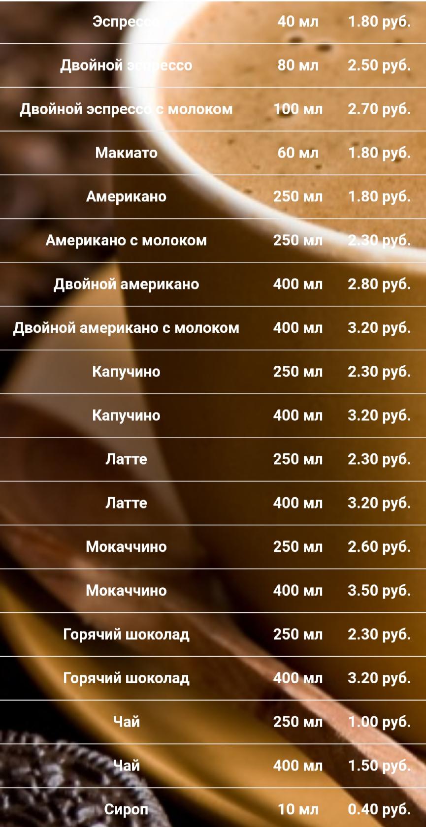 CoffeeCake меню