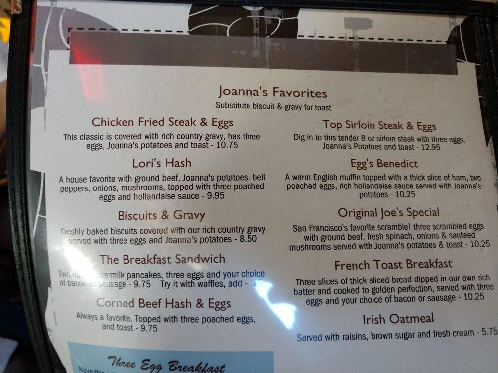 Joanna's Cafe меню