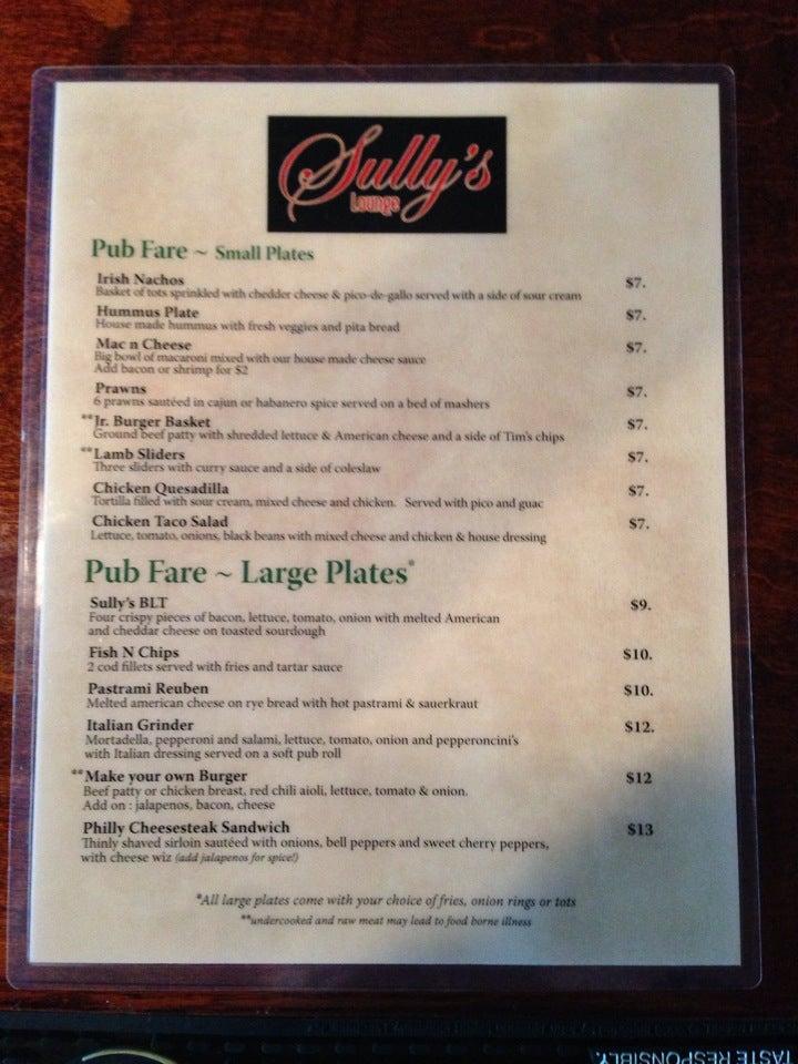Sully's меню