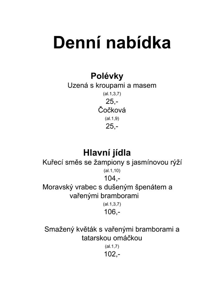 Restaurace U Císaře Rudolfa II. меню