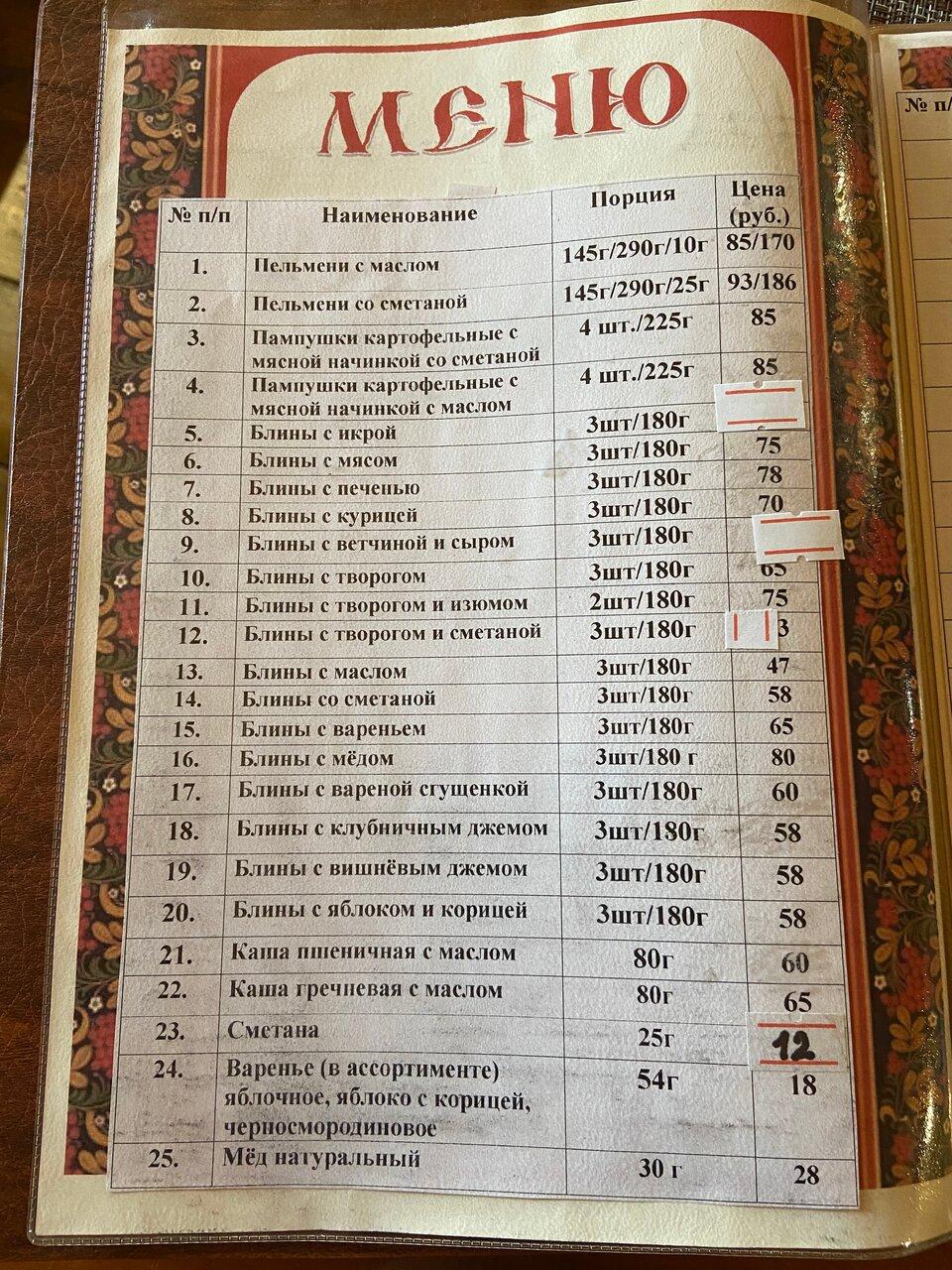 Изба меню