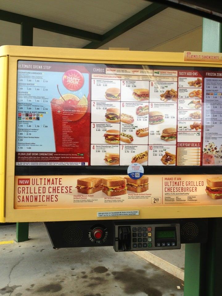 Sonic Drive-In меню