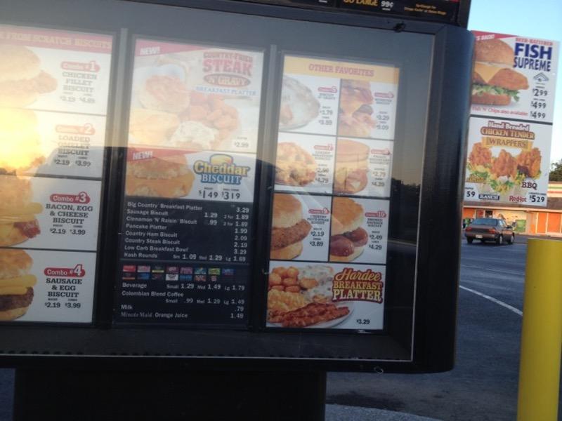 Hardee's меню