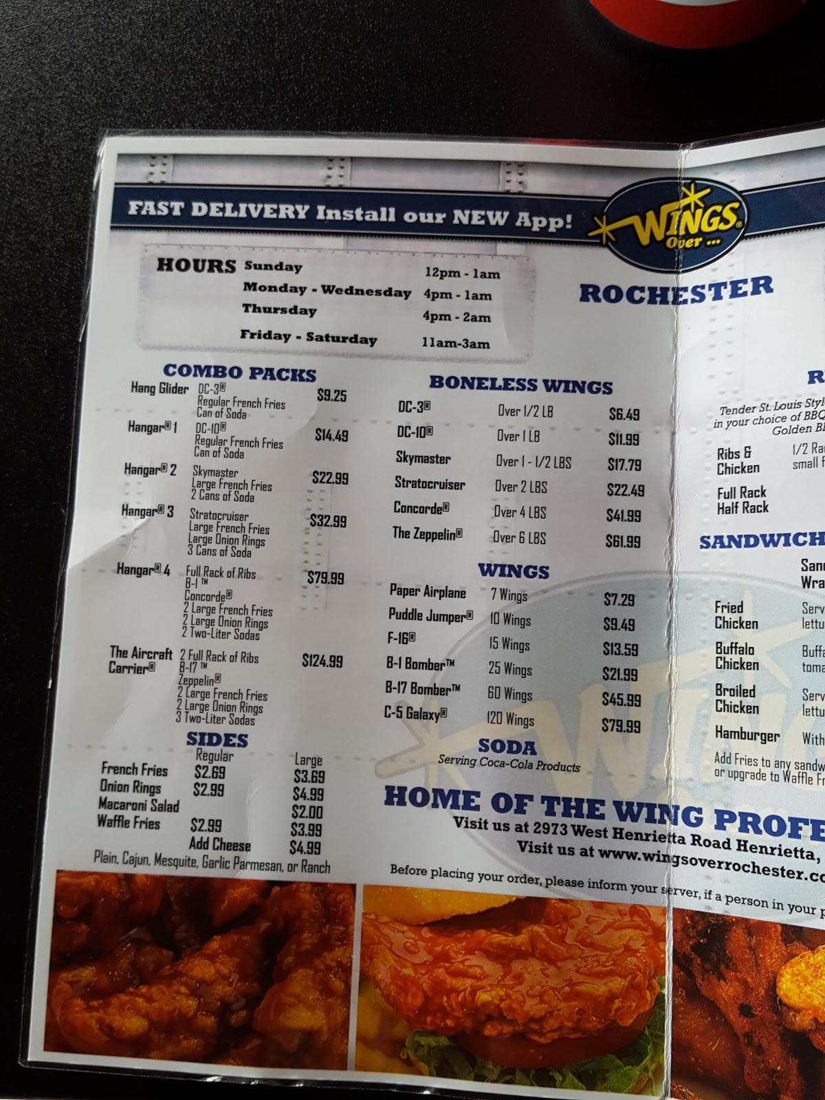 Wings Over Rochester меню