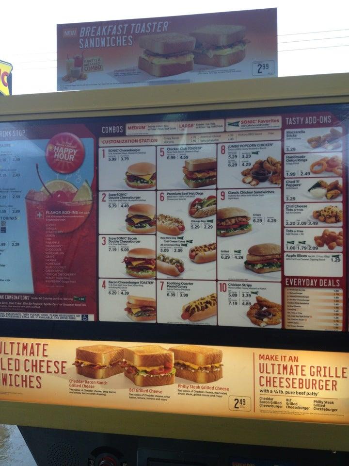 Sonic Drive-In меню