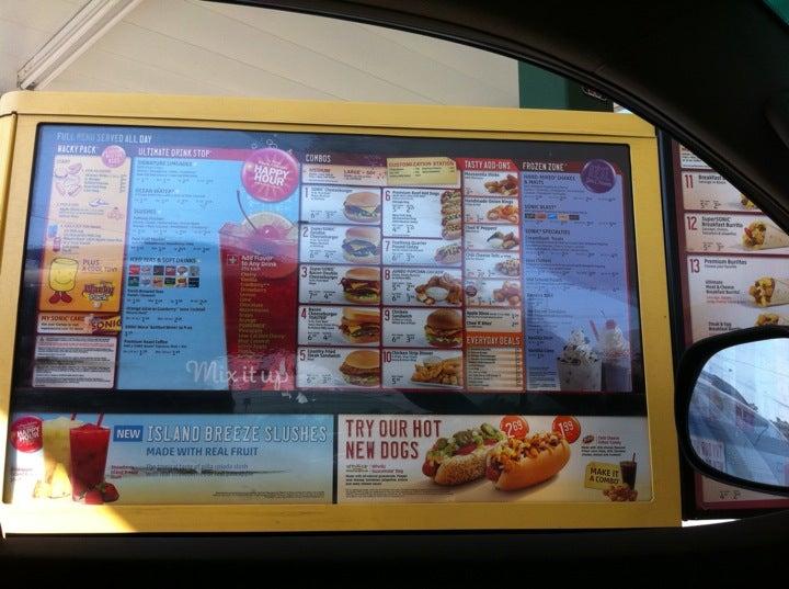Sonic Drive-In меню