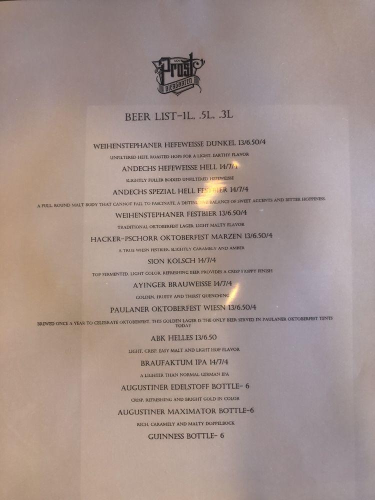 Prost Biergarten меню