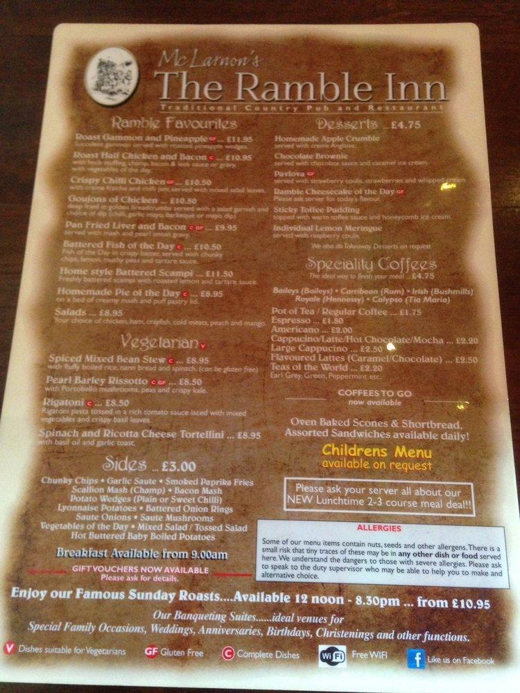 Ramble Inn меню