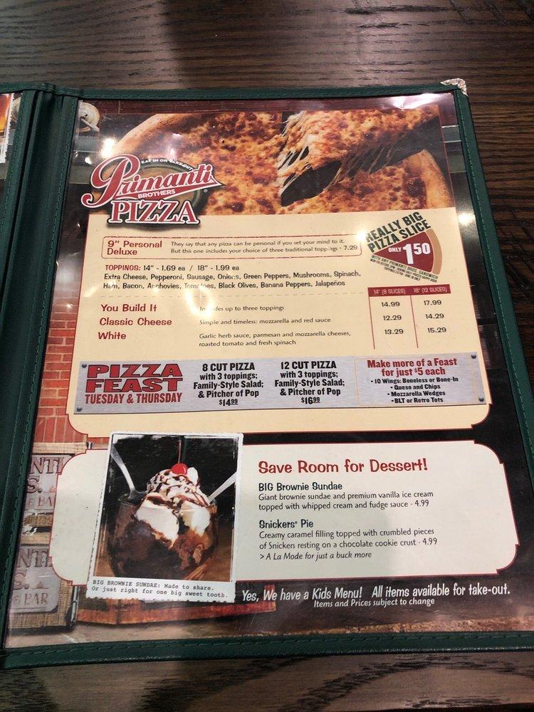 Primanti's меню