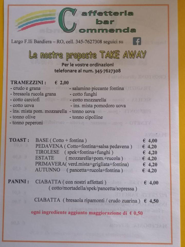 Bar Commenda меню